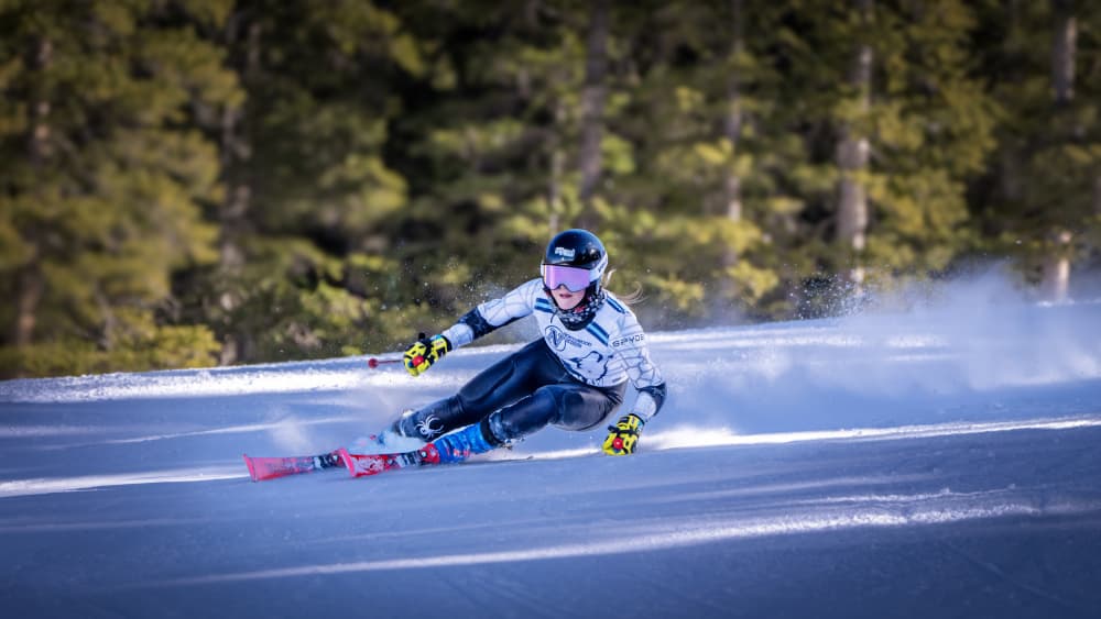 Skier Carving Snow by tianhuayu — canvas wall art