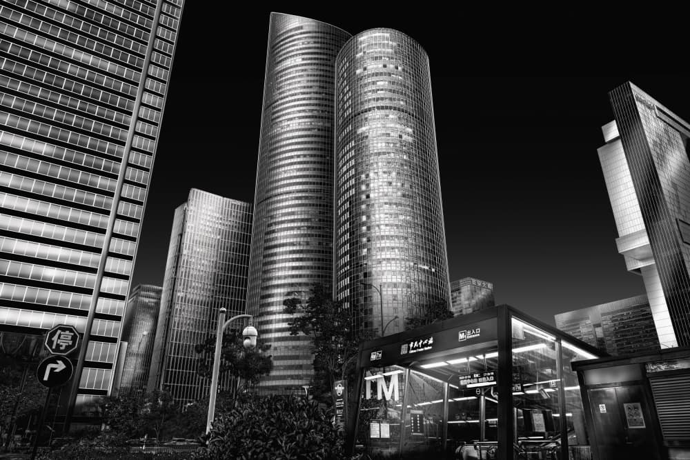 Towering City Night by jordiegeatorrent — canvas wall art