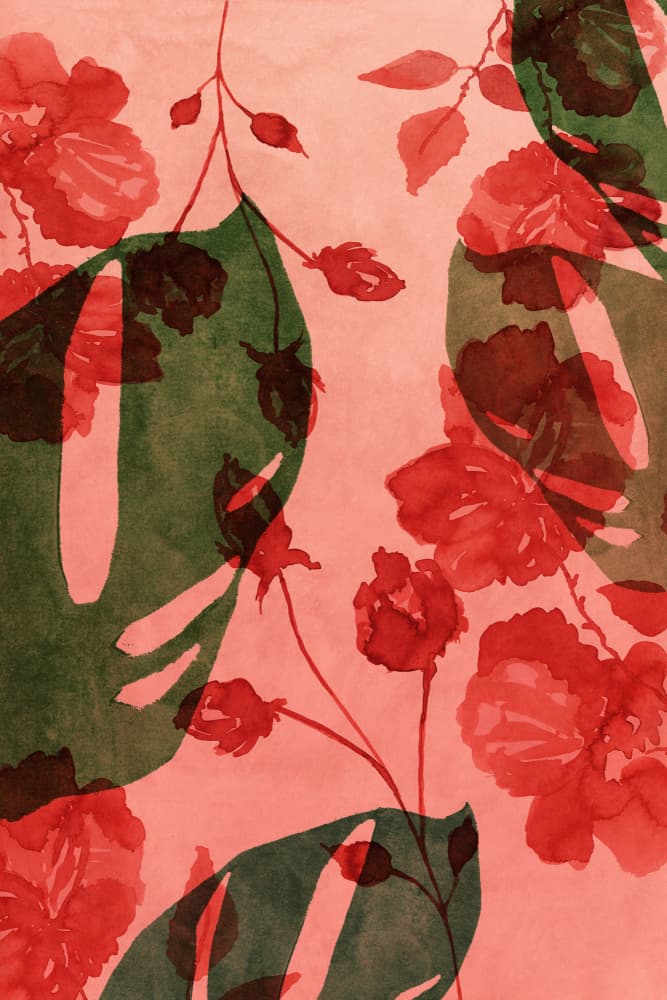 Watercolor Tropical Blooms by cartissi — canvas wall art