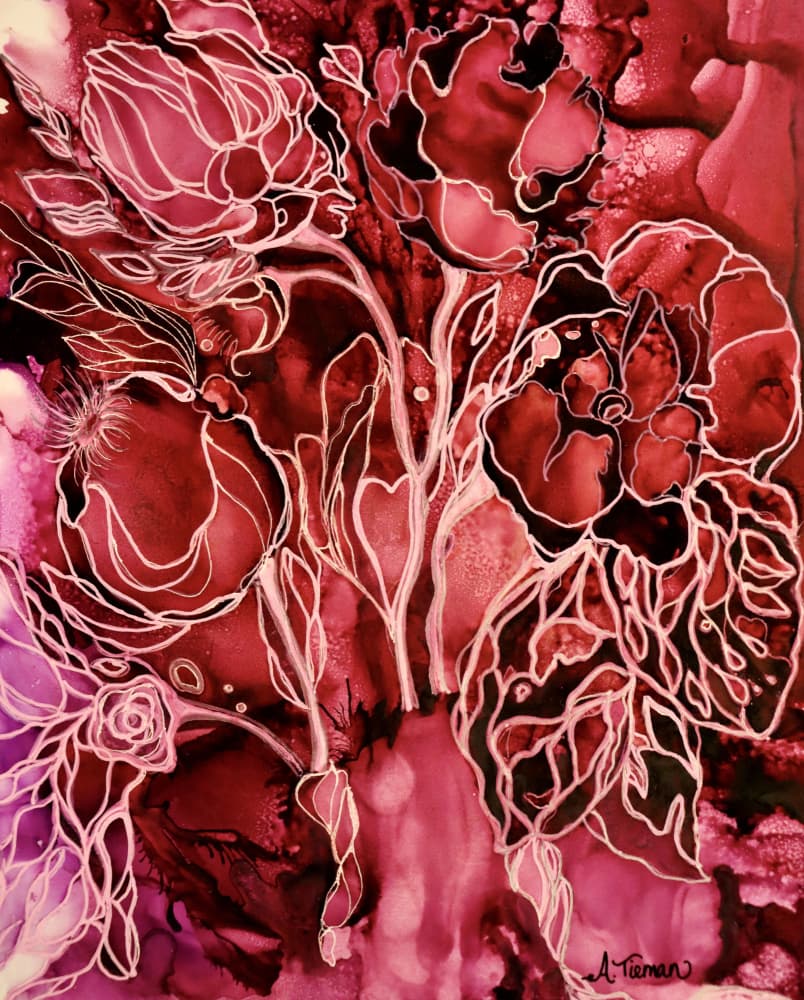 Crimson Floral Flow by Amy Tieman — canvas wall art
