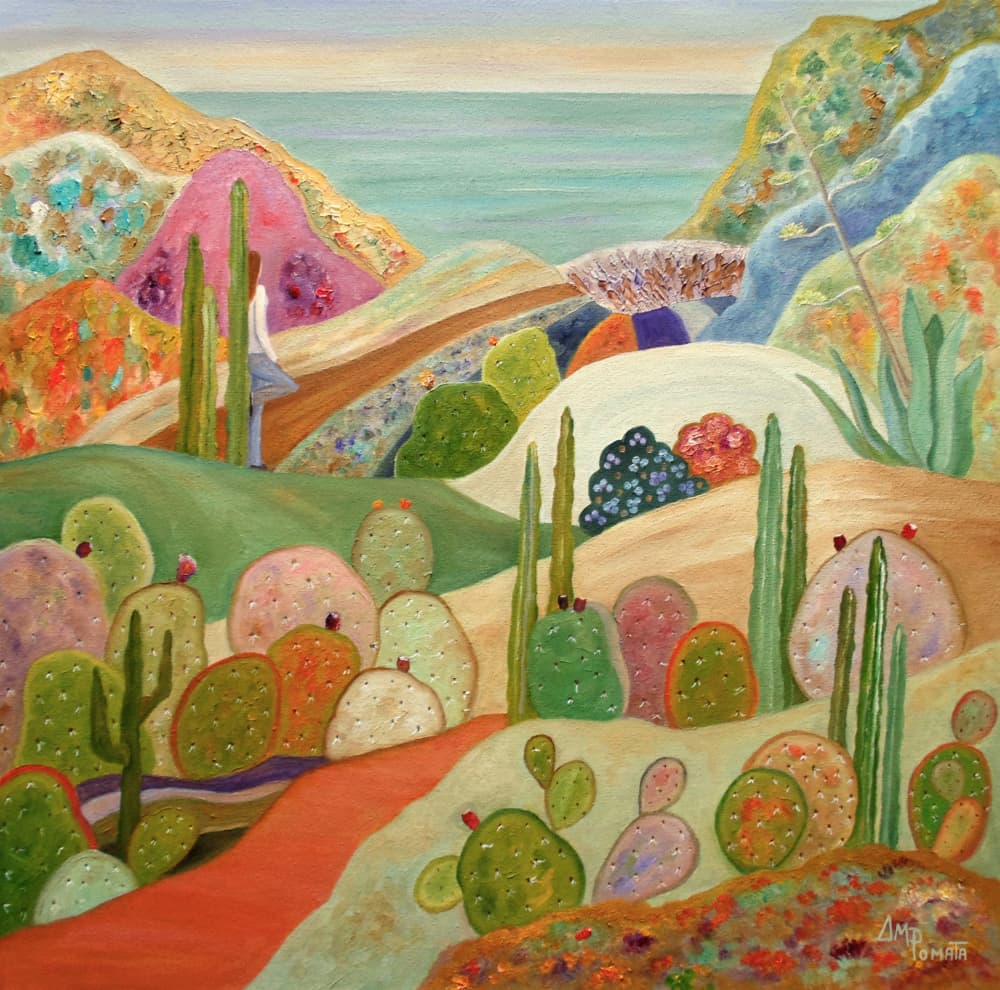 Colorful Desert Yoga View by Angeles M. Pomata — canvas wall art