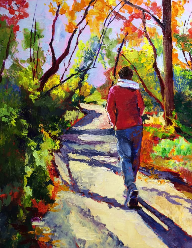 Colorful Autumn Stroll by Maxine Shore — canvas wall art