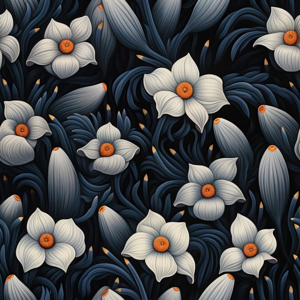 Elegant Daffodil Pattern by Bilge Paksoylu — canvas wall art