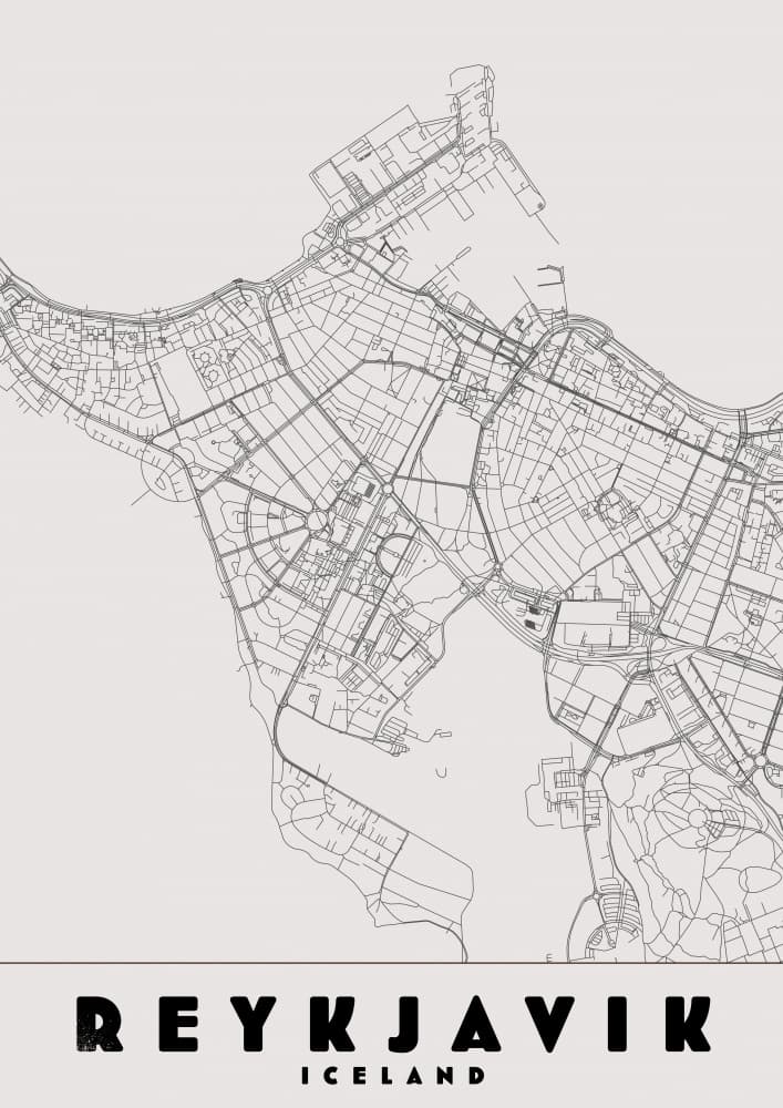 Reykjavik Iceland Map by Nicholas — canvas wall art