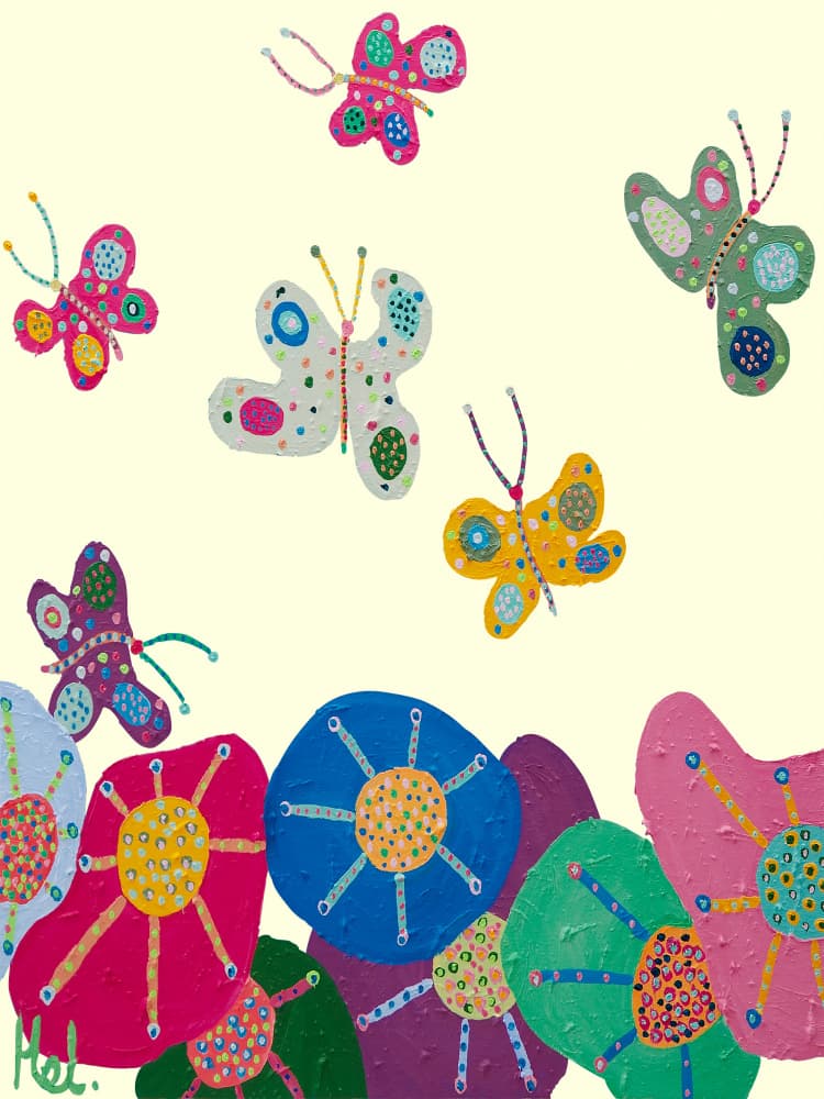 Whimsical Butterfly Flowers by Helen Joynson — canvas wall art