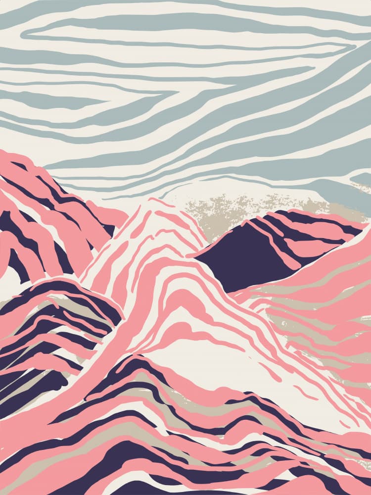 Pink Striped Mountains by Annick — canvas wall art