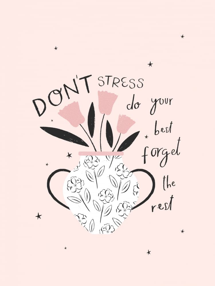 Don't Stress Floral Quote by Aislinn Simmonds — canvas wall art
