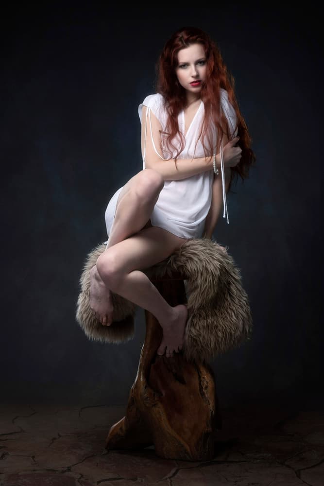 Red Hair White Gown by Jan Slotboom — canvas wall art