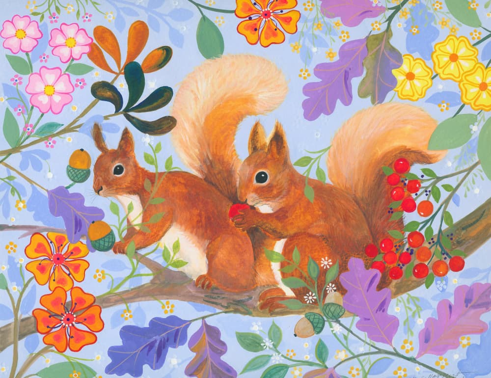 Joyful Squirrels by Isabelle Brent — canvas wall art