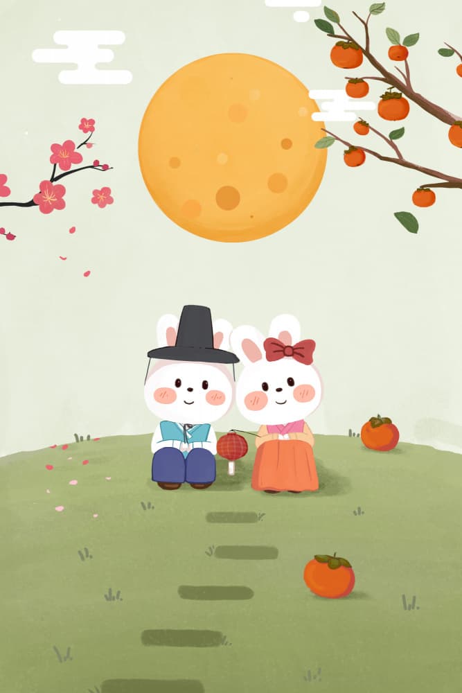 Korean Festival Rabbits by Xuan Thai — canvas wall art