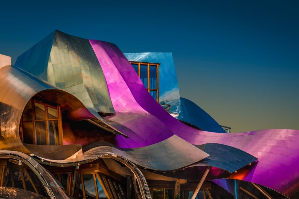 Vibrant Curved Architecture by Luc Vangindertael (laGrange) — canvas wall art