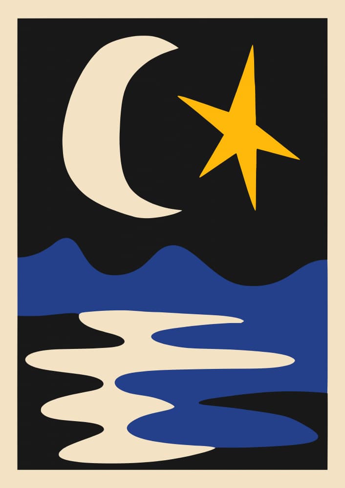 Moon and Star Reflection by Patryk Krygowski — canvas wall art