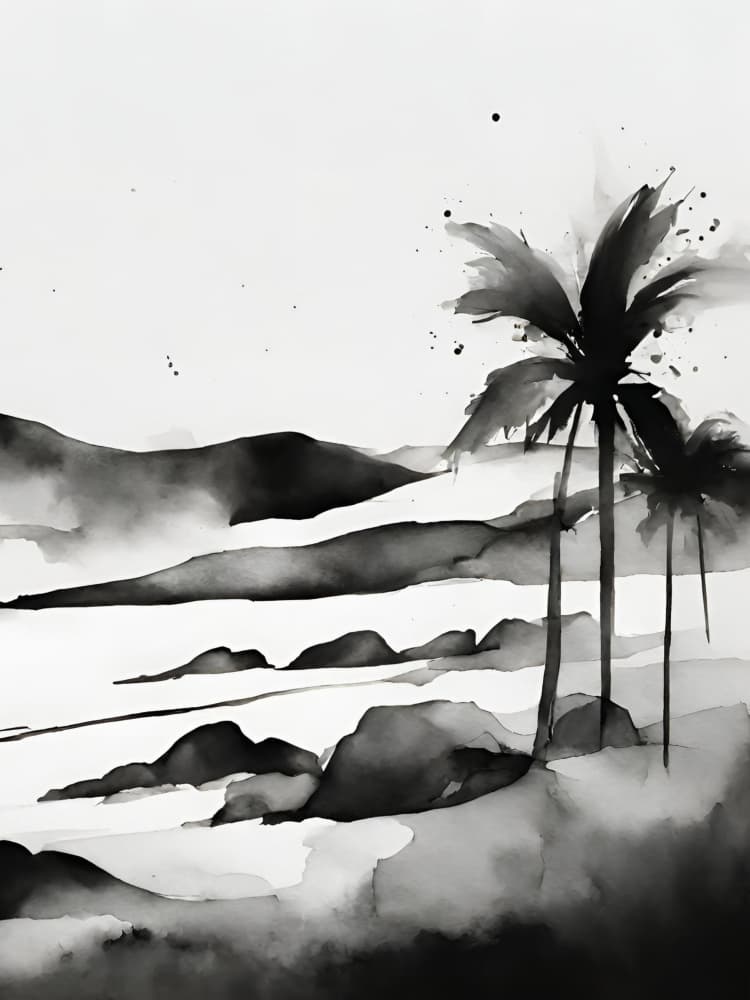 Misty Tropical Palms by Ohkimiko — canvas wall art