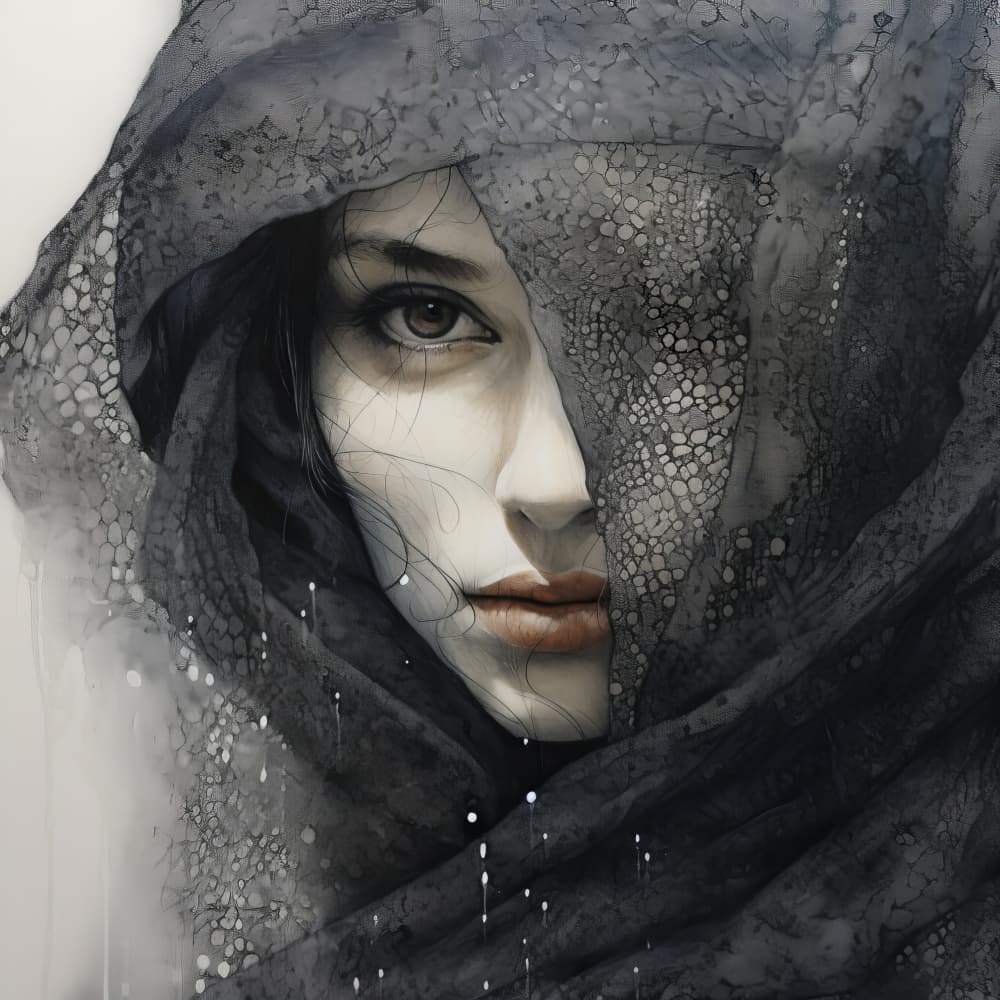Mysterious Veiled Woman by Bilge Paksoylu — canvas wall art
