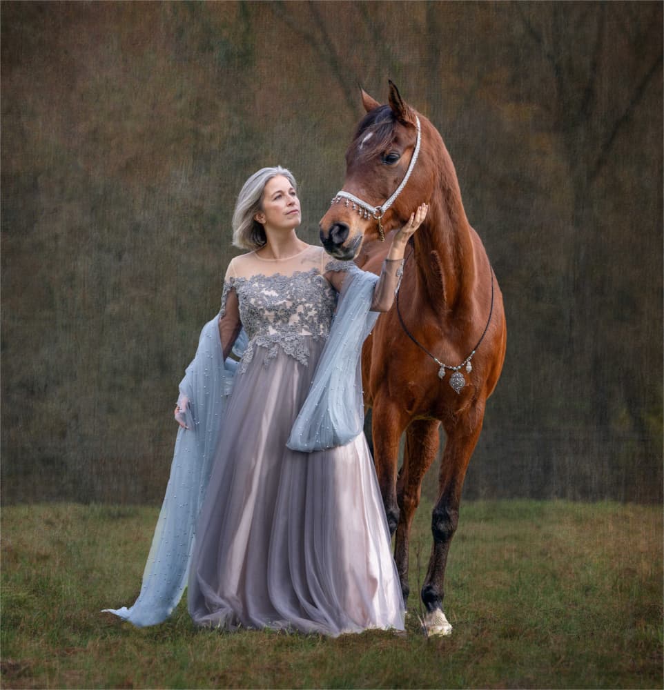 Elegant Woman and Horse by Derwood — canvas wall art