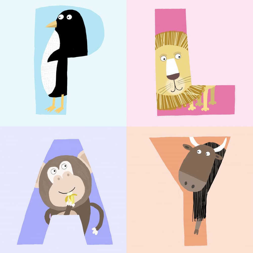 Playful Alphabet Animals by Carla Daly — canvas wall art