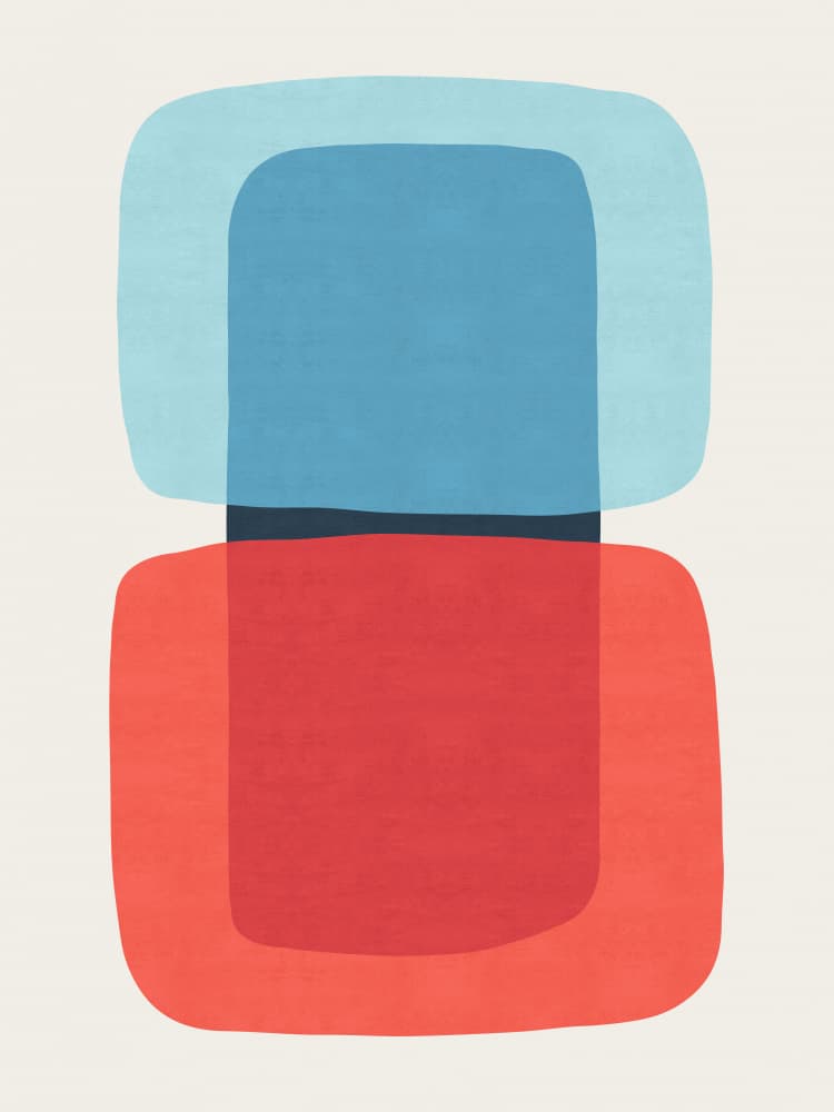 Blue Red Abstract Shapes by Vitor Costa — canvas wall art