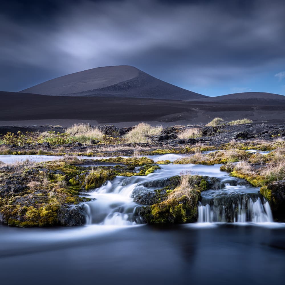 Moody Volcanic Waterfall by Robert Bolton — canvas wall art