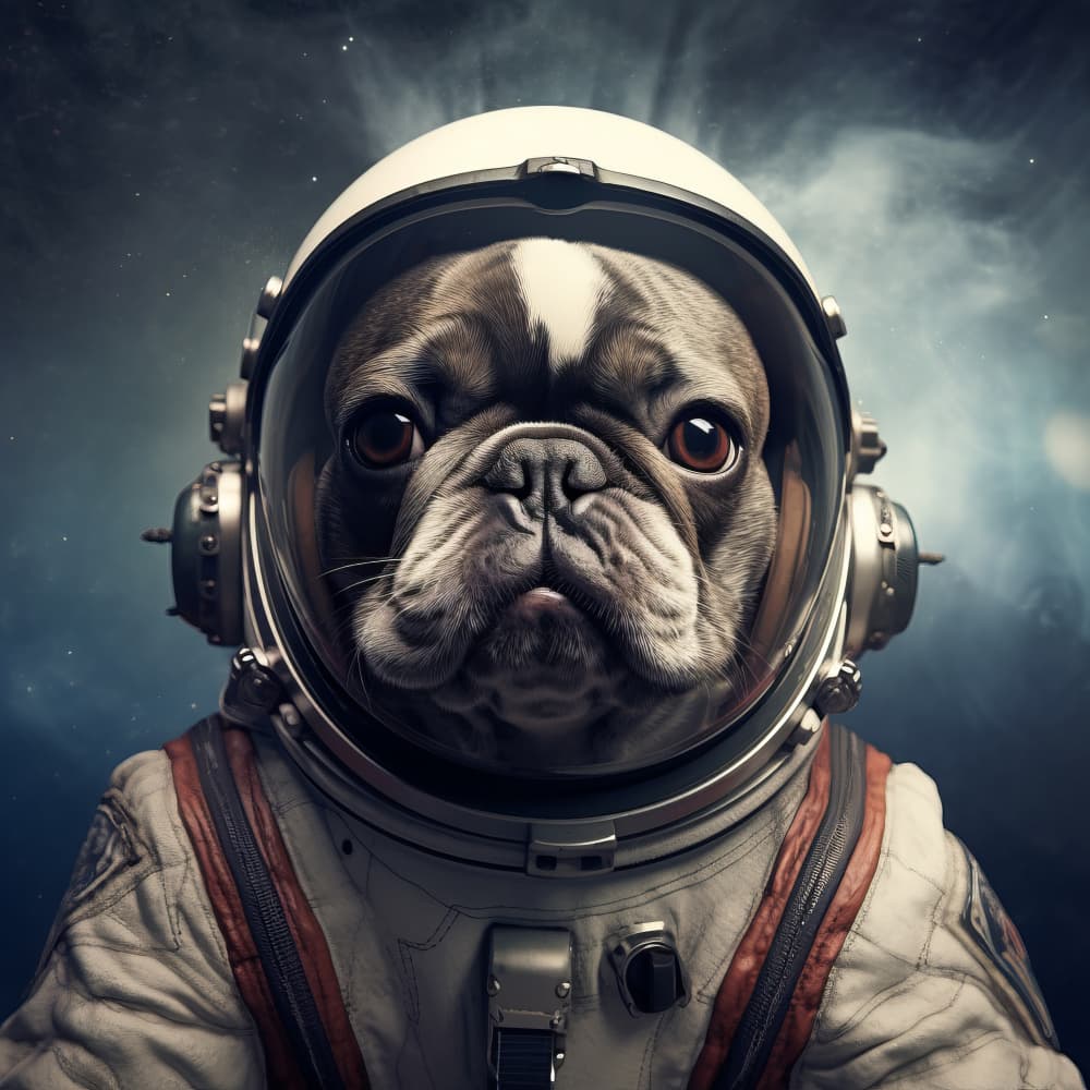 French Bulldog Astronaut by Bilge Paksoylu — canvas wall art