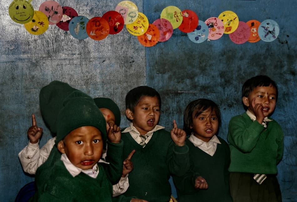 School Kids Singing by Yvette Depaepe — canvas wall art