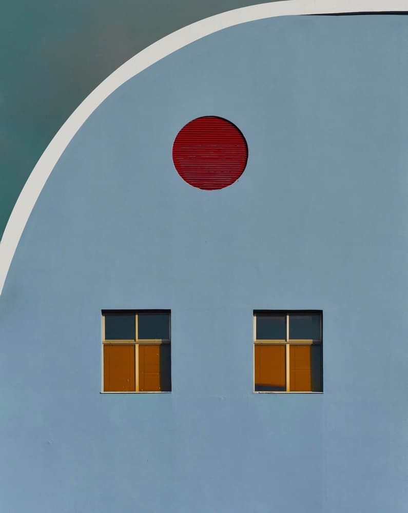Blue Wall Red Circle by Arnon Orbach — canvas wall art