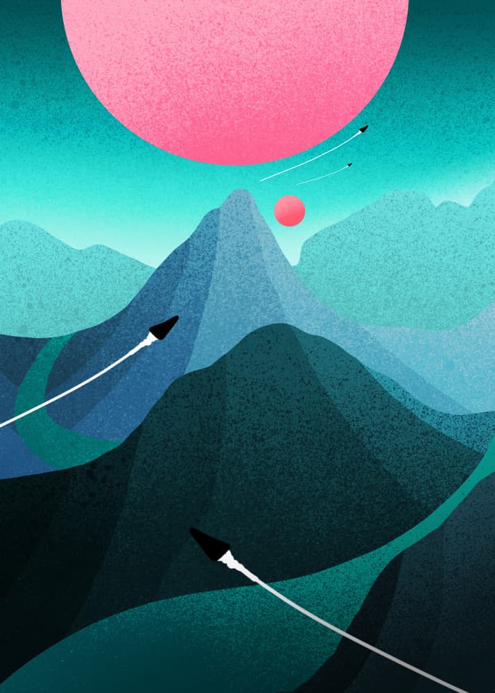 Cosmic Mountain Ascent by Stephen Wade — canvas wall art