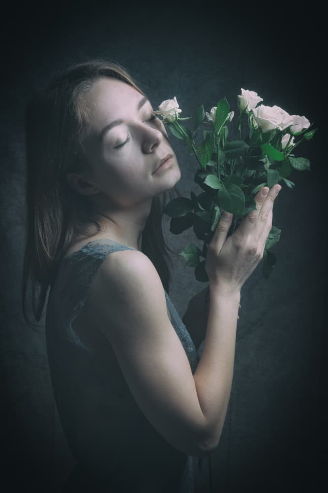 Serene Woman With Roses by Ruth Franke — canvas wall art