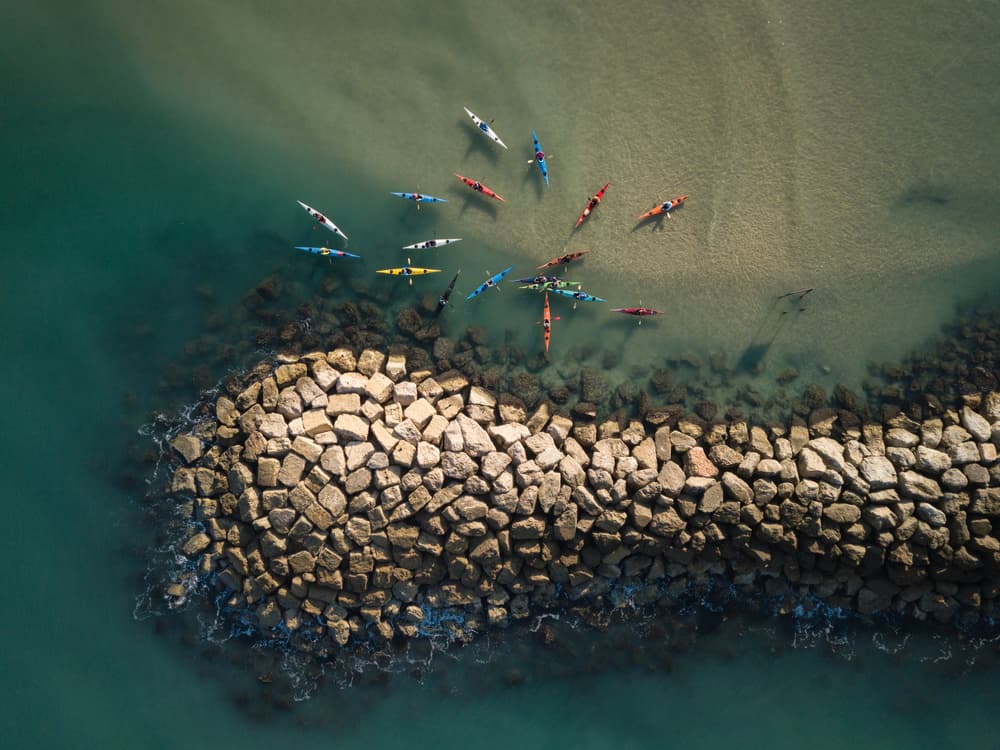 Aerial Kayak Group by Ido Meirovich — canvas wall art