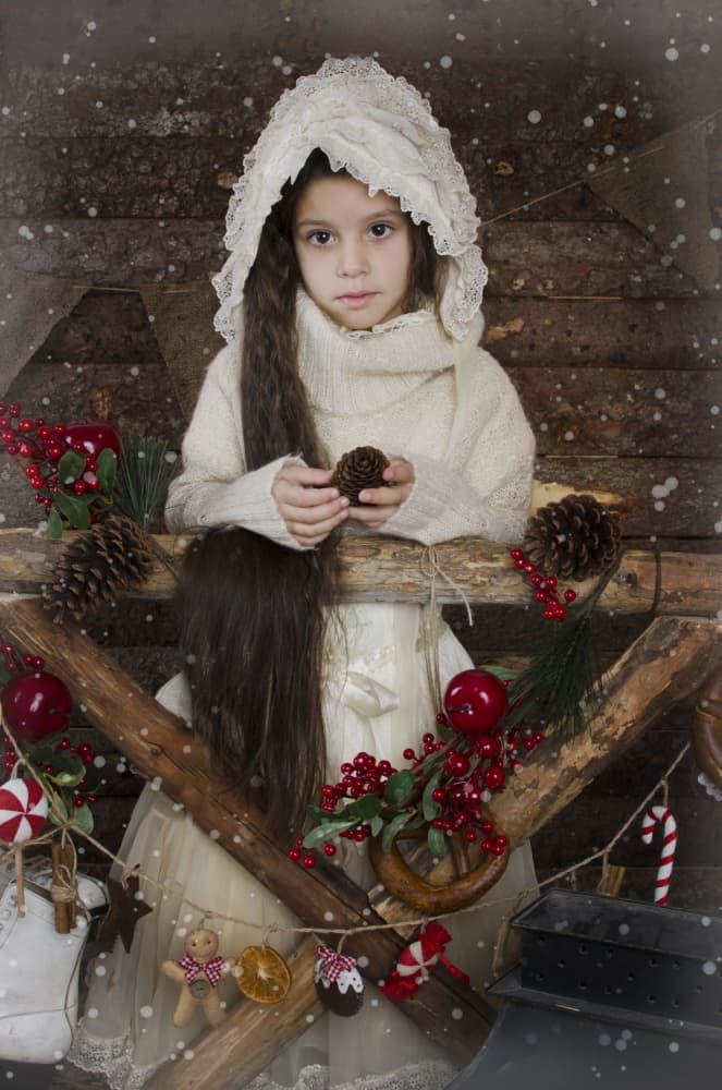 Cozy Christmas Girl by Elena Karagyozova — canvas wall art