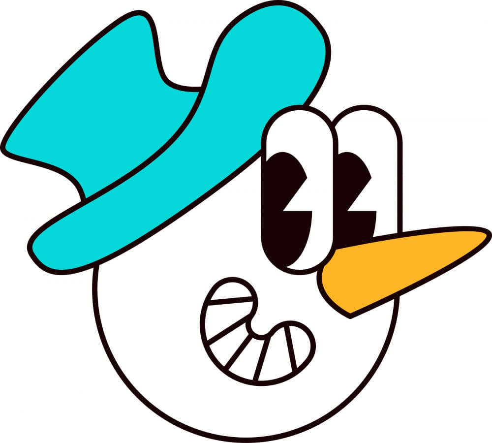 Cheerful Cartoon Bird by Marika Barsrsind β canvas wall art