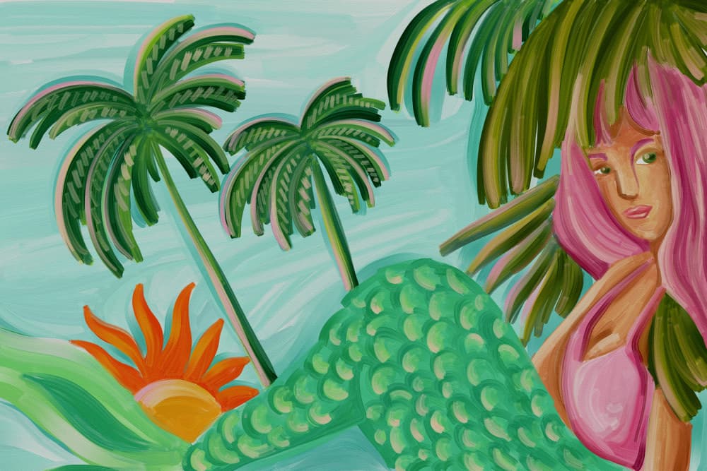 Tropical Mermaid Sunset by DePaulo — canvas wall art