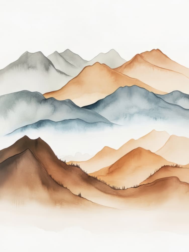 Misty Mountain Layers by Bilge Paksoylu — canvas wall art