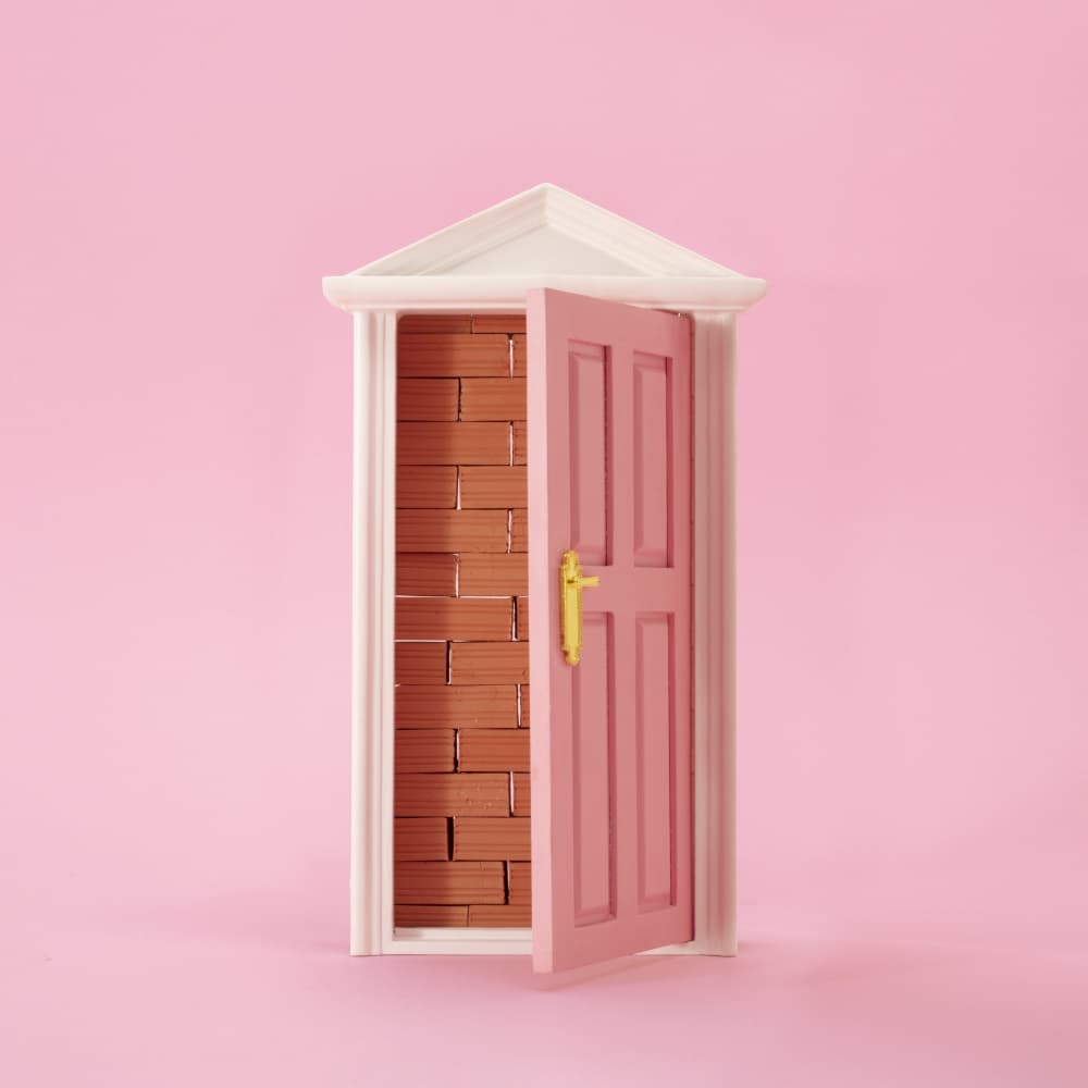 Pink Door Blocked Entry by Julia Ramiro — canvas wall art