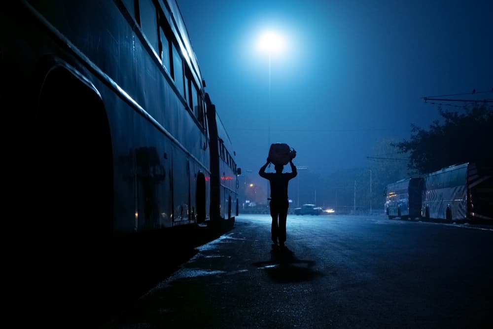 Blue Light Journey by Kuntal Biswas — canvas wall art