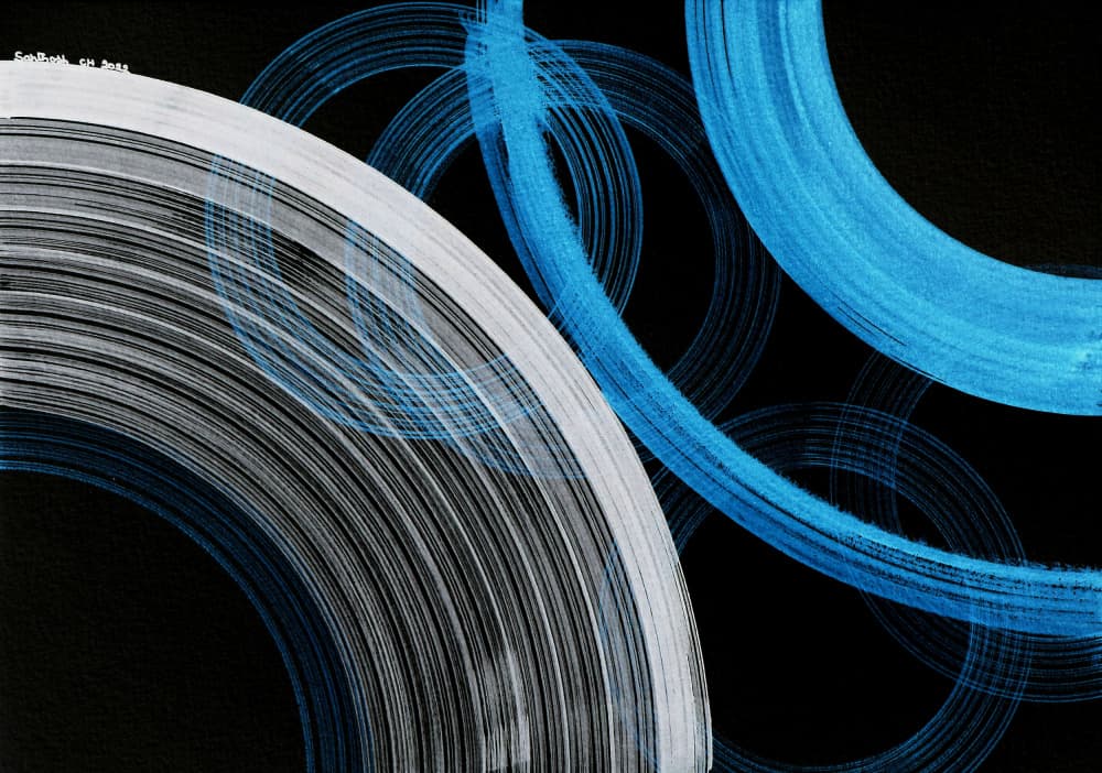 Dynamic Blue White Strokes by Santhosh ch — canvas wall art
