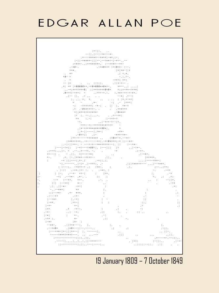 Edgar Allan Poe Text Art by Doa Project — canvas wall art