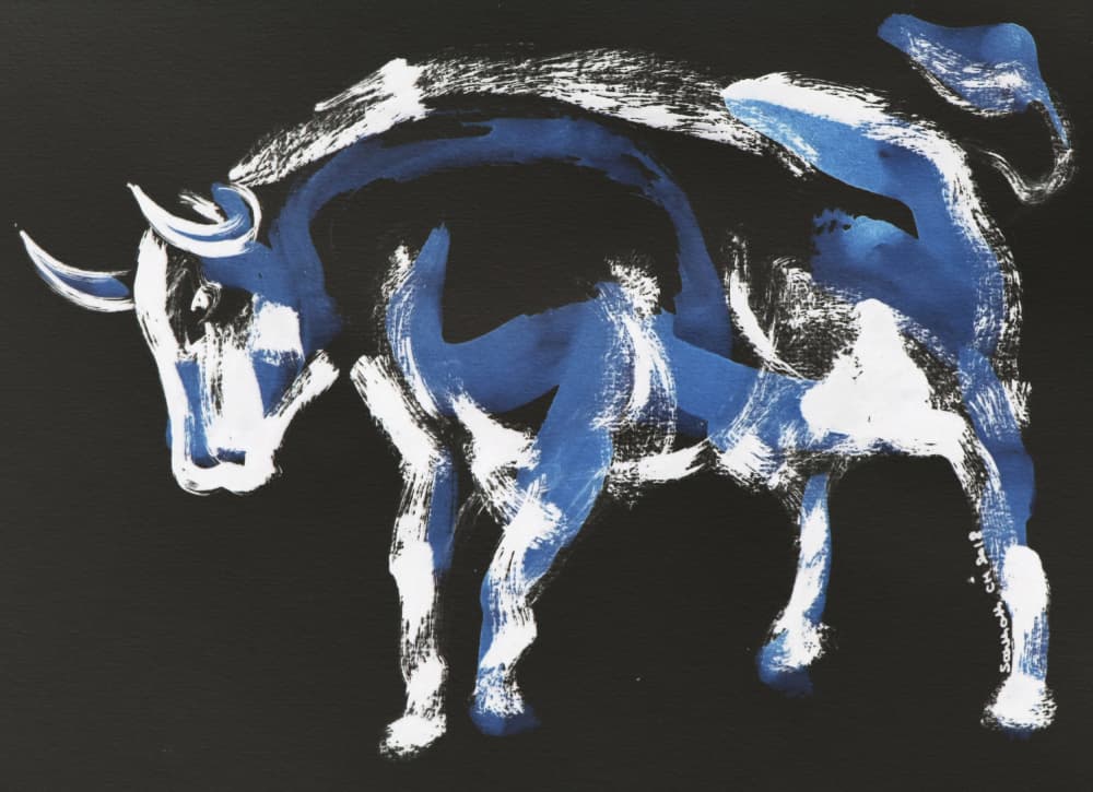 Abstract Blue Bull by Santhosh ch — canvas wall art