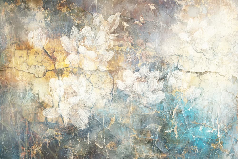 Flower Floral Abstract Art Texture Grunge 26 by Rafal Kulik — canvas wall art
