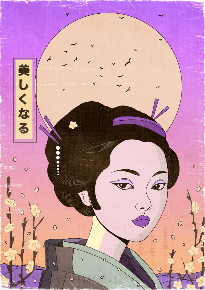 Japanese Moon Geisha by Nicholas — canvas wall art