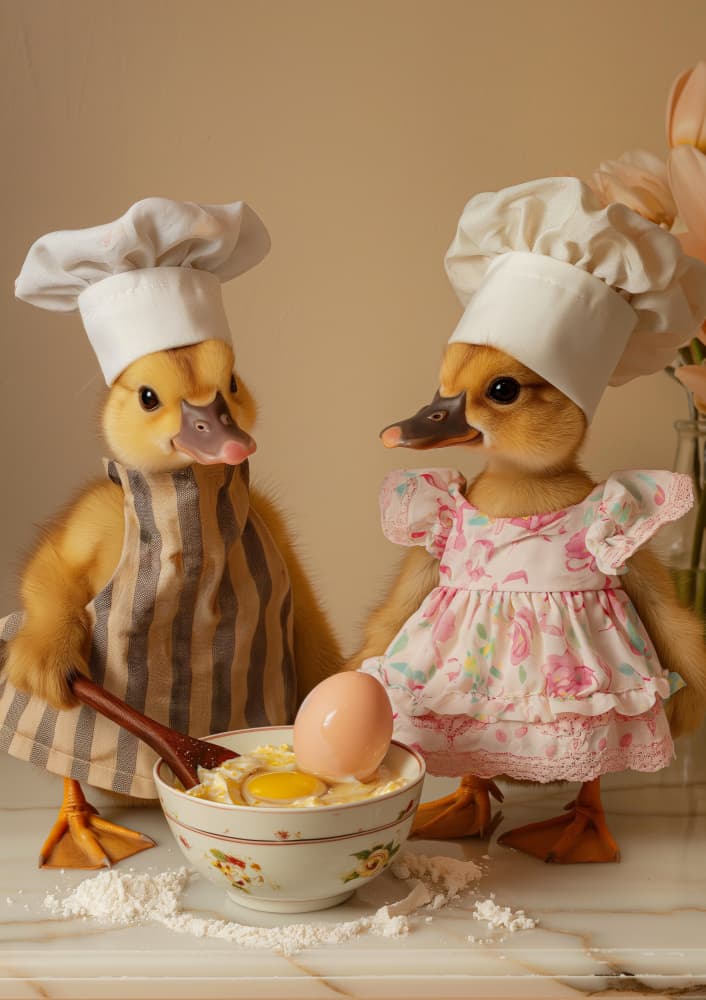 Little Chef Ducklings by Niky Rahner — canvas wall art