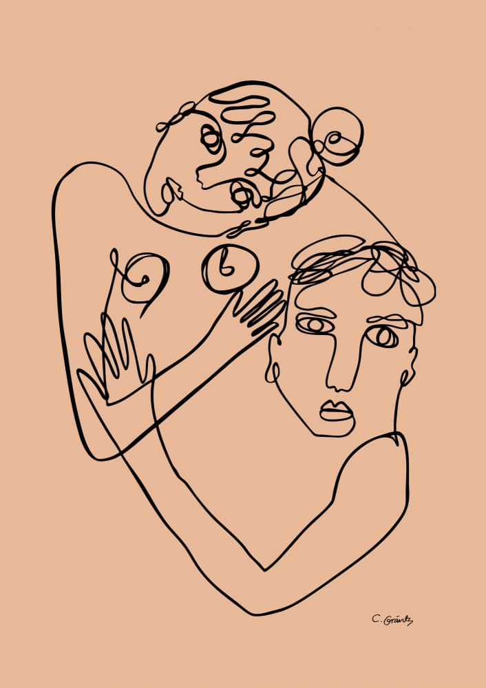 Loving Line Embrace by Caroline Gräntz — canvas wall art