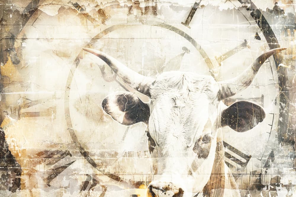 Vintage Time and Cow by Rafal Kulik — canvas wall art