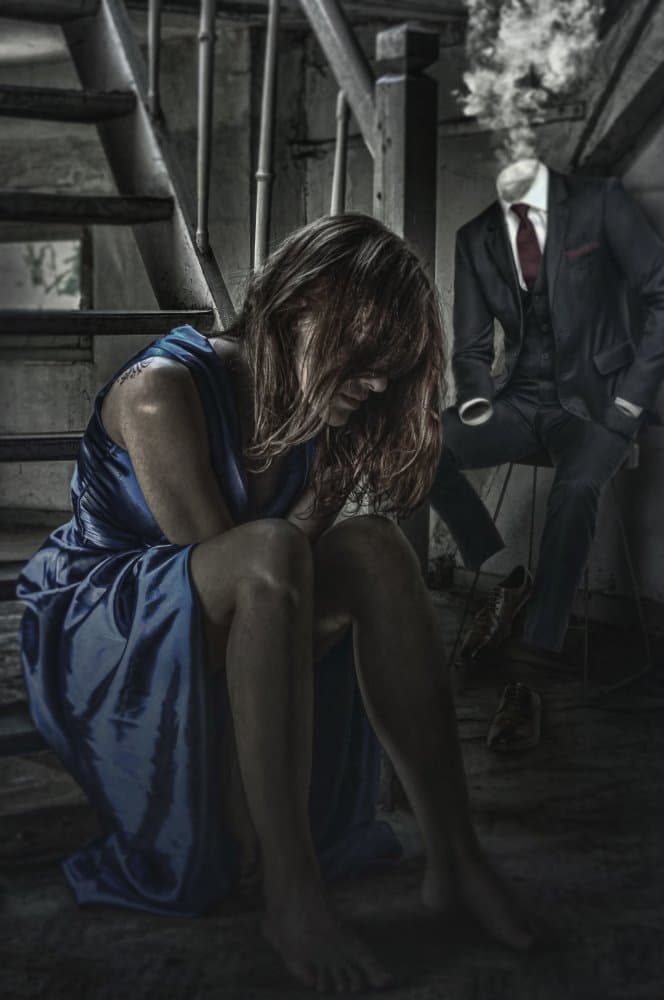 Grieving Woman Headless Man by Peeters Jos — canvas wall art