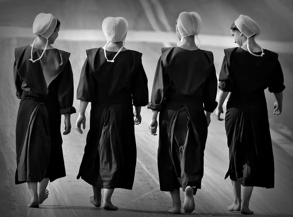 Amish Women Walking by Jane Lyons — canvas wall art