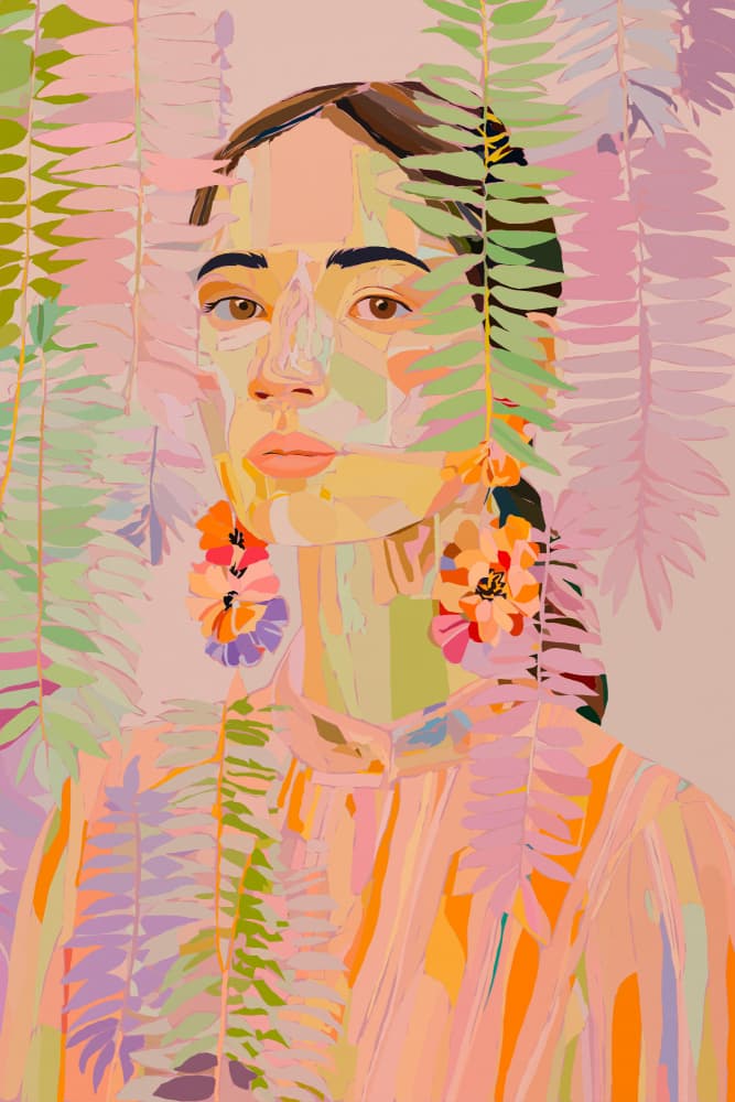 Vibrant Botanical Portrait by Treechild — canvas wall art