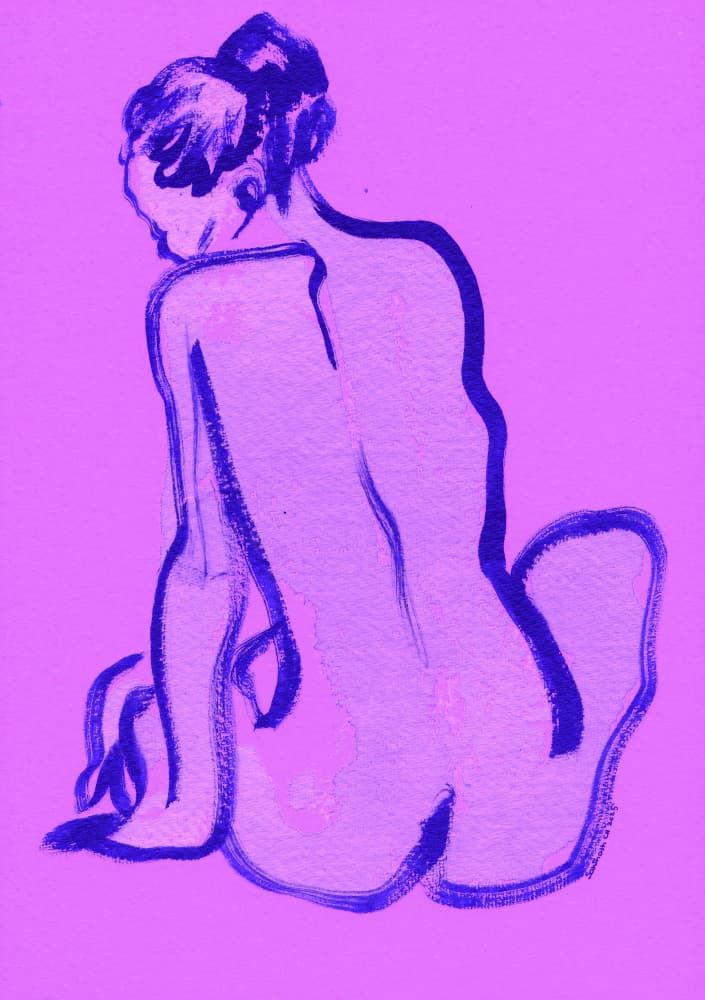 Seated Purple Nude by Santhosh ch — canvas wall art