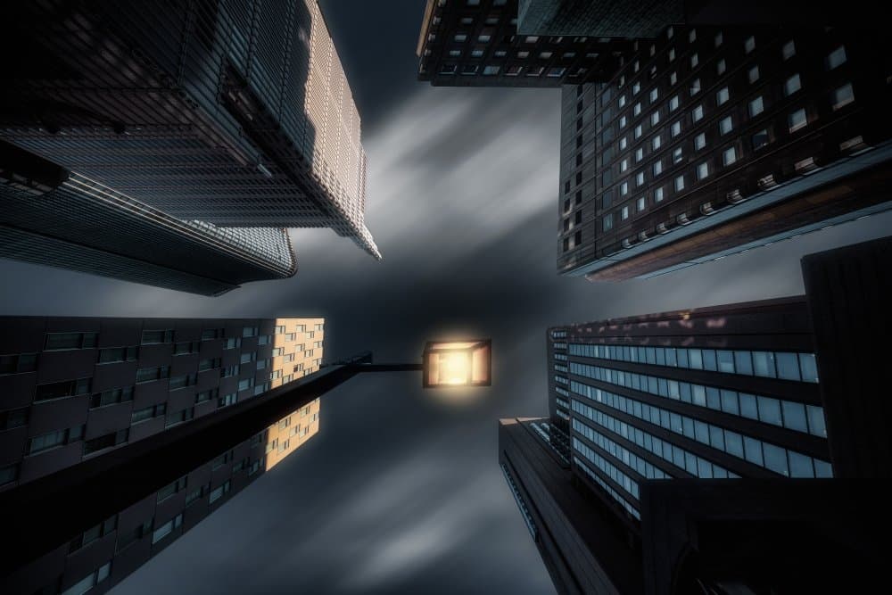 Skyscrapers Night Glow by Amatou T — canvas wall art