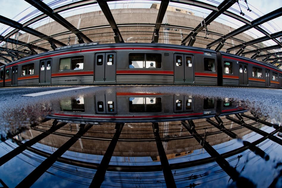Urban Train Reflection by Kouji Tomihisa — canvas wall art