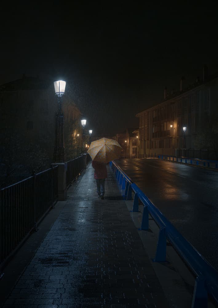 Luminous Umbrella Path by Carlos Hernandez Martinez — canvas wall art