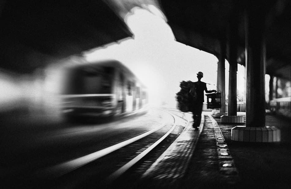 Speeding Train Silhouette by Sebastian Kisworo — canvas wall art